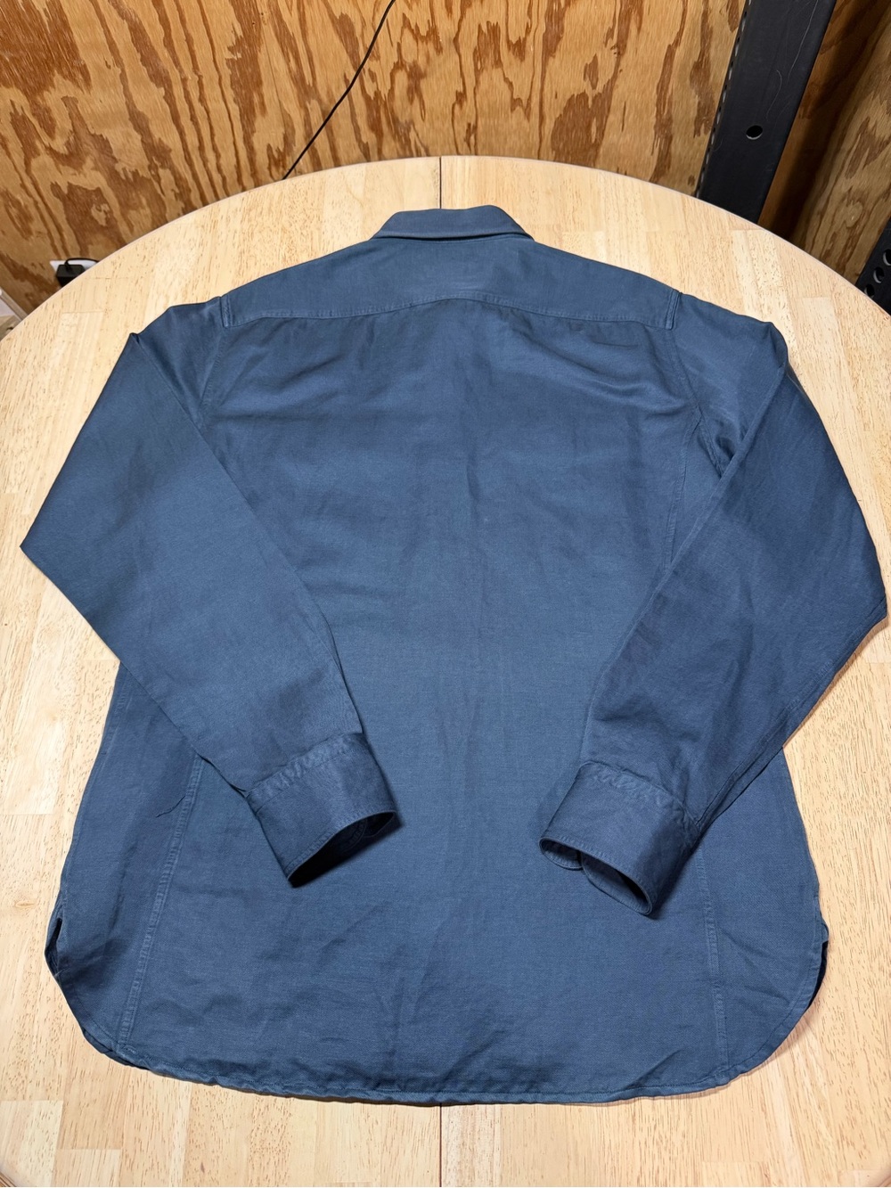 Tom Ford Military Shirt Mens 41 16 Blue Linen Cotton Button Down Luxury Large - Picture 6 of 15